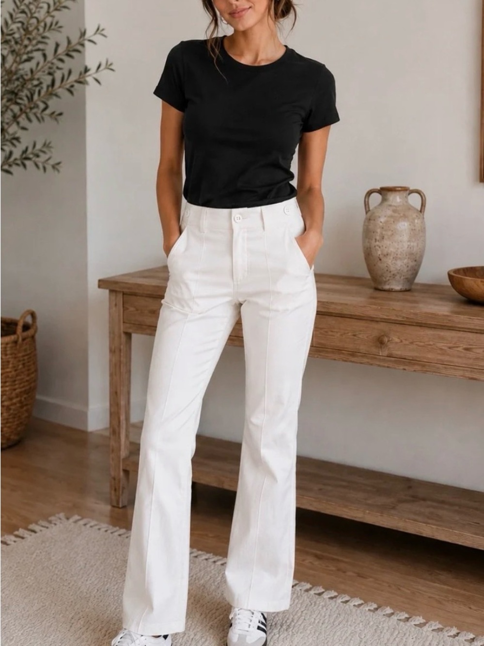 Women’s adidas White straight Boot-Cut Pants climalite golf 8 medium RN8837